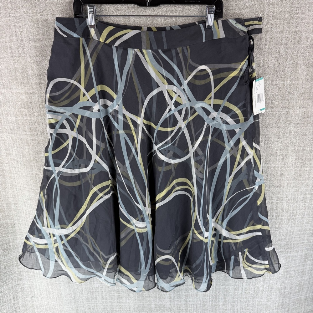 Jones New York Collection Skirt Womens 16 Gray Flare Knee Length Chiffon Layered